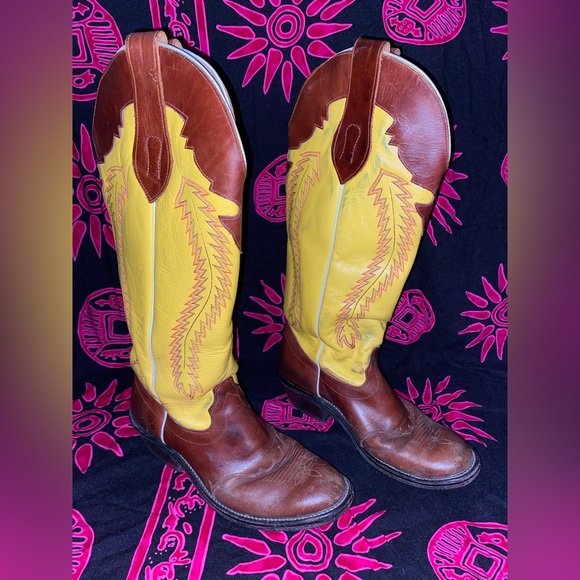 Olathe Shoes Olathe Mens High Top Cowboy Boots Size Yellow Brown